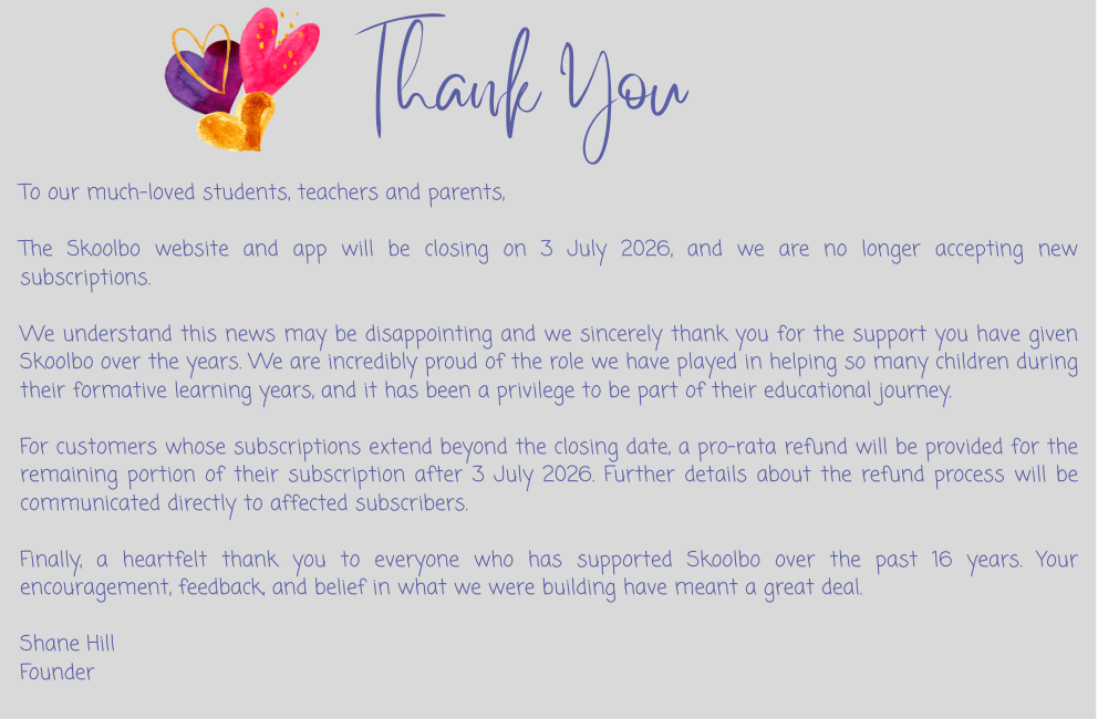 Thank you message